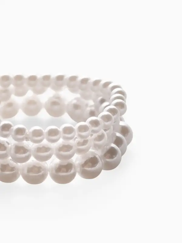 Браслеты жемчуг &laquo;Трио&raquo;, d=7 см, шар № 4.6.8, набор 3 шт. белый