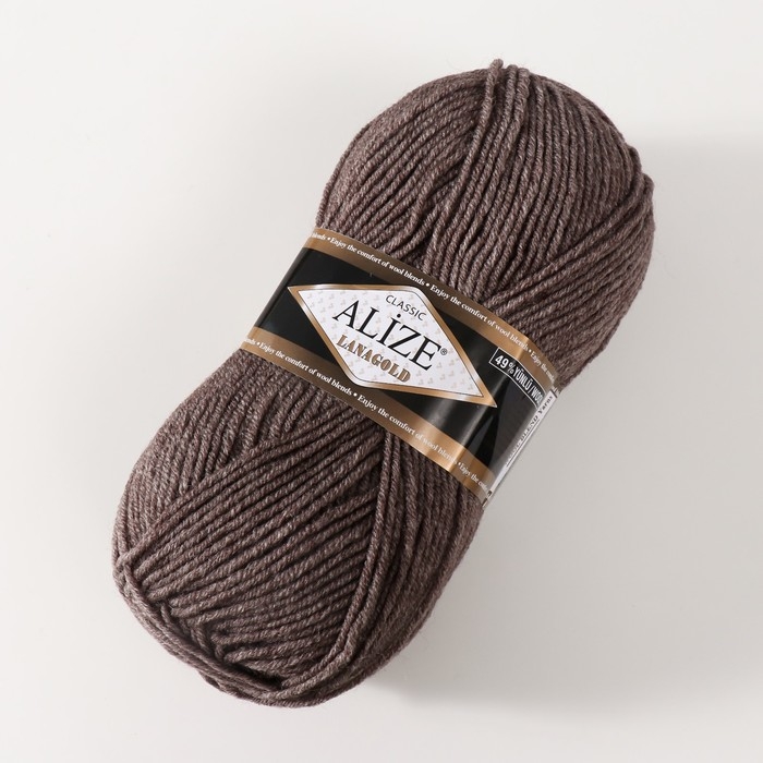 Пряжа Пряжа "Lanagold" 51% акрил, 49% шерсть 240м/100гр (240 св. коричн. мел)