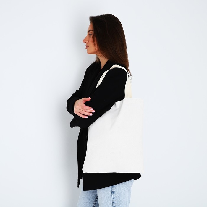 Шопер однотонный, 35 х 0.5 х 40 см, двунитка, без подклада, бежевый Шопер однотонный, 35 х 0.5 х 40 см, двунитка, без подклада, бежевый