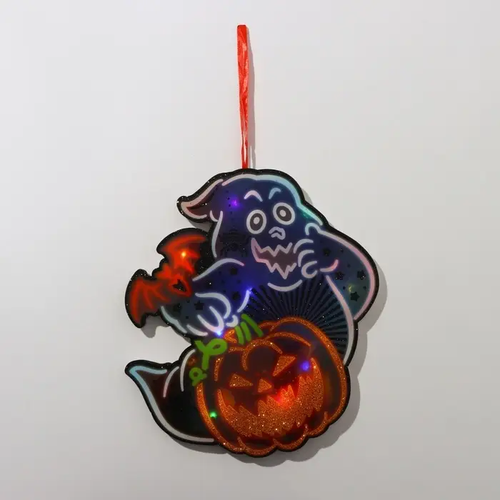 Декоративная светящаяся подвеска - украшение &laquo;Привидение и тыква&raquo;, 30.5&times;29.5 см