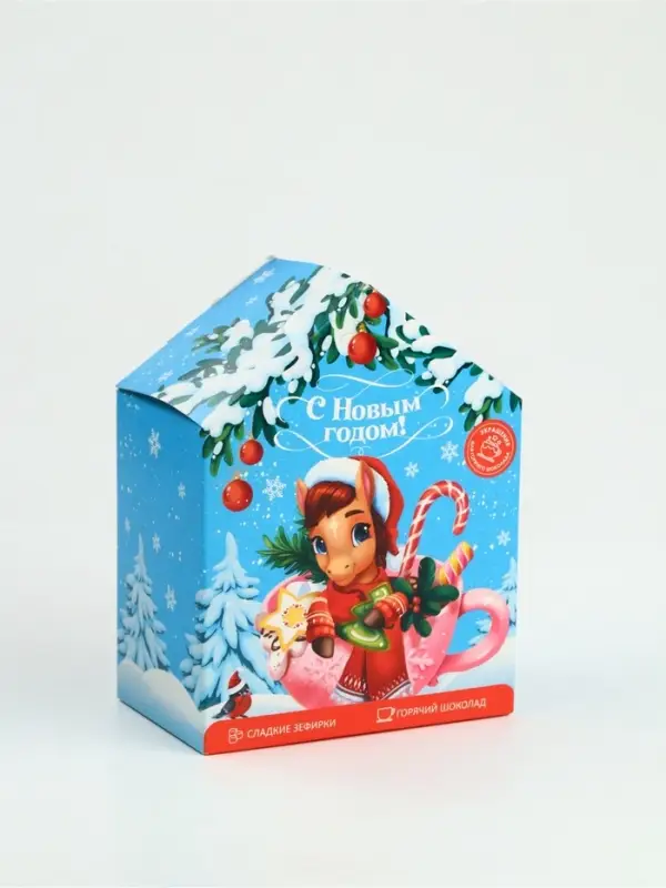 Набор с горячим шоколадом 3 шт, маршмеллоу и декором "С новым годом"