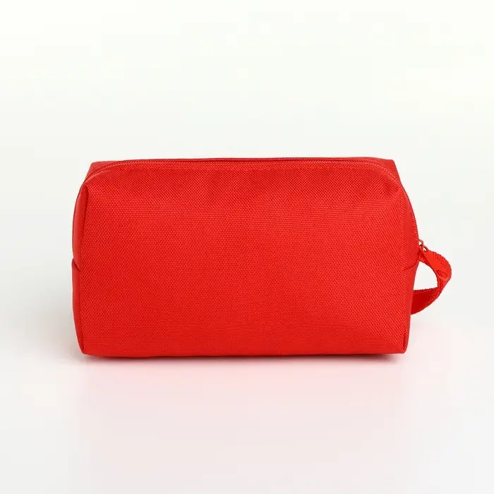 Косметичка дорожная на молнии, маленькая, с ручкой, красная