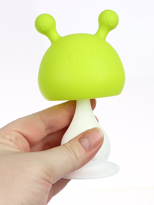 Прорезыватель силиконовый с погремушкой «Грибочек», цвет зеленый, Крошка Я
