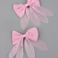 Бант для волос на заколке, розовый, 2 штуки, &laquo;Кошечка&raquo;