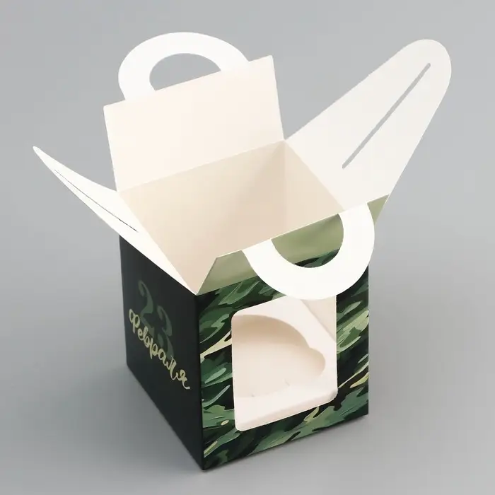 Коробка для 1 капкейка,«Камуфляж», 9.2×9.2×11.1 см Коробка для 1 капкейка,«Камуфляж», 9.2×9.2×11.1 см