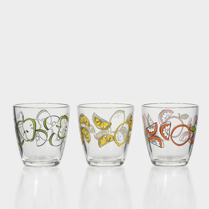 Стакан низкий стеклянный «Сочный фрукт», 250 мл, МИКС