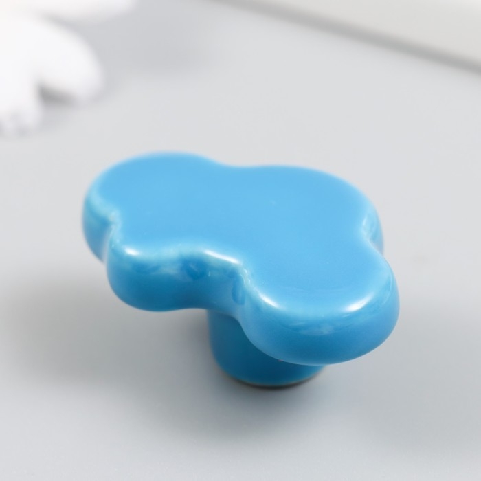 Ручка для шкатулки керамика, металл Ручка для шкатулки керамика, металл "Машинка" голубая 3,2х4,8х2,2 см