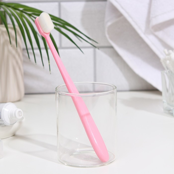 Сверхмягкая зубная щётка, 10000 щетинок, ровная, розовая Сверхмягкая зубная щётка, 10000 щетинок, ровная, розовая