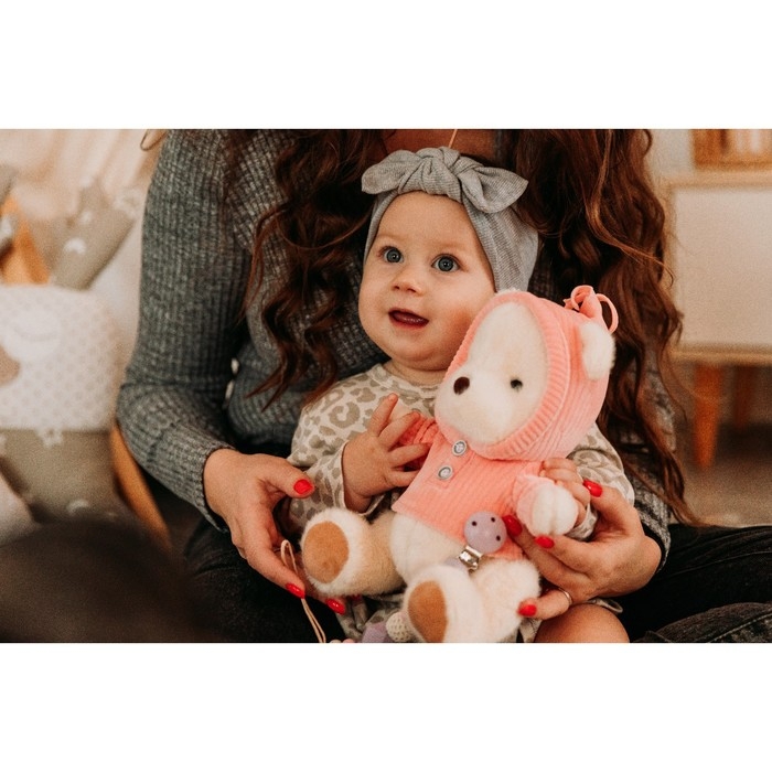 Подарочный набор: мягкая игрушка «Медвежонок» + держатель для пустышки, 23 см, розовый Подарочный набор: мягкая игрушка «Медвежонок» + держатель для пустышки, 23 см, розовый