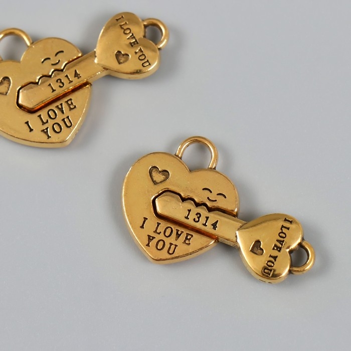 Замок магнитный металл Замок магнитный металл "Ключик и замочек" золотой 2,3х3,4х0,5 см (набор 2 половинки)