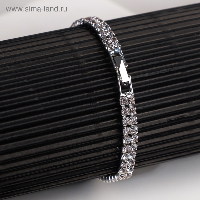 Браслет со стразами «Сияй» 2 ряда, цвет белый в серебре, 18 см Браслет со стразами «Сияй» 2 ряда, цвет белый в серебре, 18 см