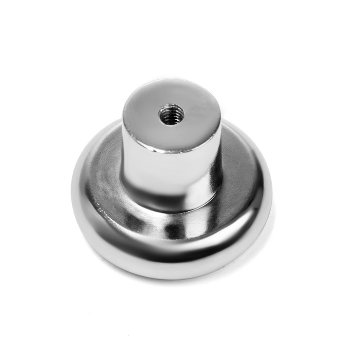 Ручка кнопка ТУНДРА РК101, цвет хром с белой вставкой Ручка кнопка ТУНДРА РК101, цвет хром с белой вставкой