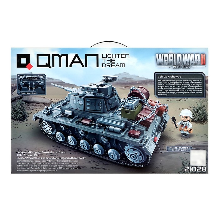 Конструктор Вторая мировая война &laquo;Немецкий танк PanzerIII&raquo;, 1058 деталей