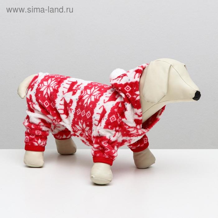 Комбинезон Комбинезон "Олени" с капюшоном, размер S (ДС 25 см, ОГ 35 см, ОШ 25 см), красный