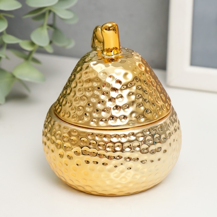 Шкатулка керамика Шкатулка керамика "Золотая груша с листиком" 9х7х7 см
