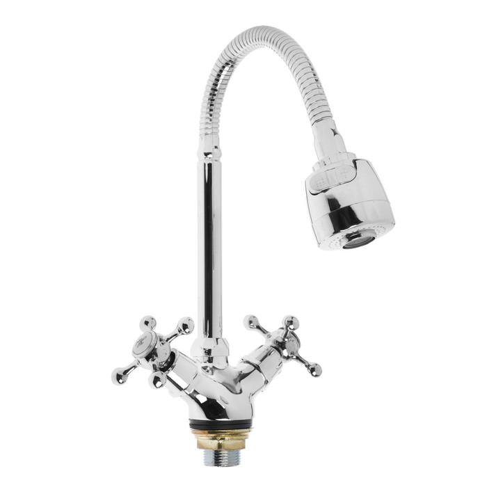 Смеситель для кухни ZEIN Z25120101, гибкий излив, кран-букса латунь 1/2 Смеситель для кухни ZEIN Z25120101, гибкий излив, кран-букса латунь 1/2", хром