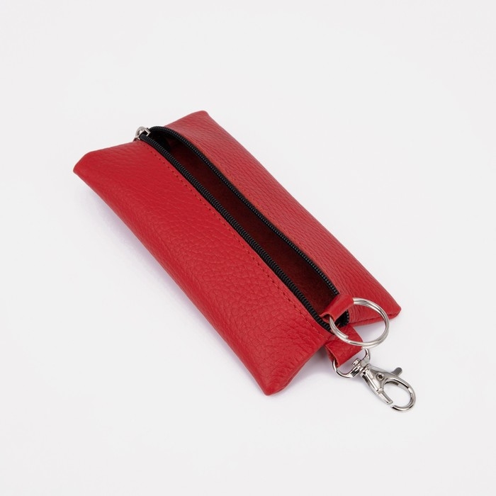 Ключница на молнии, длина 15 см, кольцо, карабин, цвет красный Ключница на молнии, длина 15 см, кольцо, карабин, цвет красный