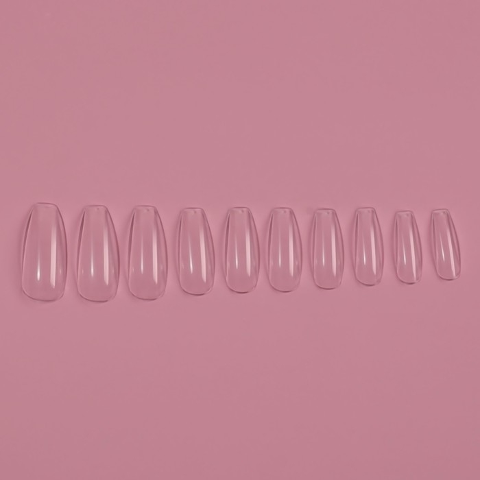 Типсы для наращивания ногтей, 100 шт, форма балерина, полное покрытие, в контейнере, цвет прозрачный