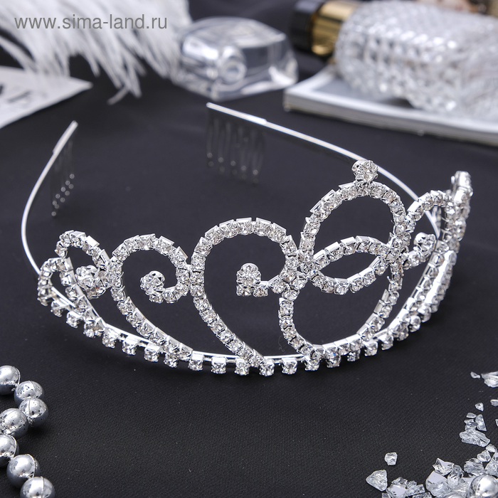 Диадема для волос Диадема для волос "Изящество" круги, 6 см, серебро