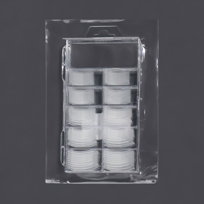 Верхние формы для наращивания в контейнере, 100 шт, мягкий квадрат, цвет прозрачный