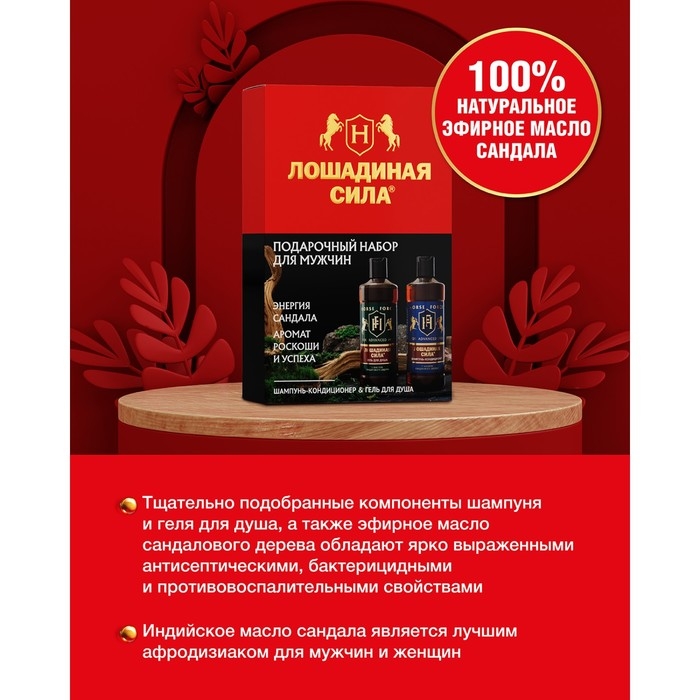 Подарочный набор для мужчин Лошадиная сила: шампунь, 500 мл + гель для душа, 500 мл Подарочный набор для мужчин Лошадиная сила: шампунь, 500 мл + гель для душа, 500 мл