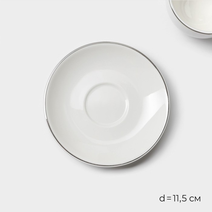 Кофейная пара фарфоровая Magistro La Perle, 2 предмета: чашка 100 мл, блюдце d=11,5 см, цвет белый Кофейная пара фарфоровая Magistro La Perle, 2 предмета: чашка 100 мл, блюдце d=11,5 см, цвет белый