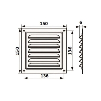 Решетка вентиляционная "КосмоВент" РМ1515КР, 150 х 150 мм, с сеткой, металл, коричневая