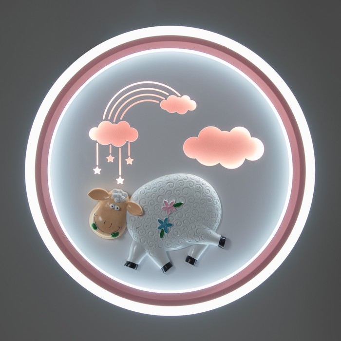Светильник Светильник "Овечка" LED 48Вт 3000-6000К розовый 50х50х6 см BayerLux