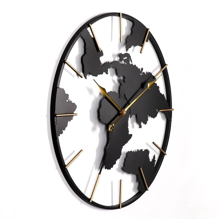 Часы настенные, серия: Лофт, Часы настенные, серия: Лофт, "Карта мира", плавный ход, 1АА, d-60 см