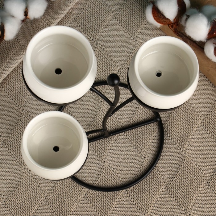 Набор горшков Набор горшков "Дерево" на подставке 3шт, белые, 24х15х21см