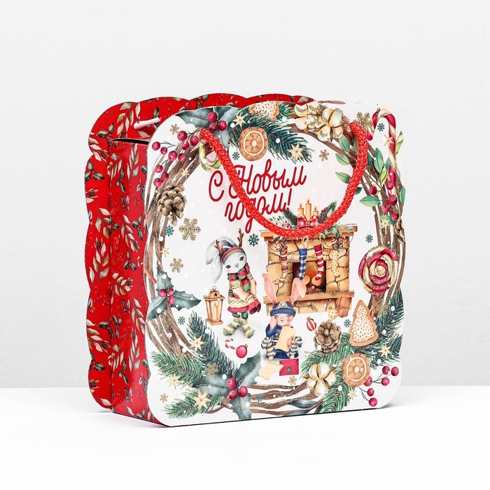 Новый год. Коробка подарочная складная Новый год. Коробка подарочная складная "Хэппи тайм" 21 х 9,5х 23 см.