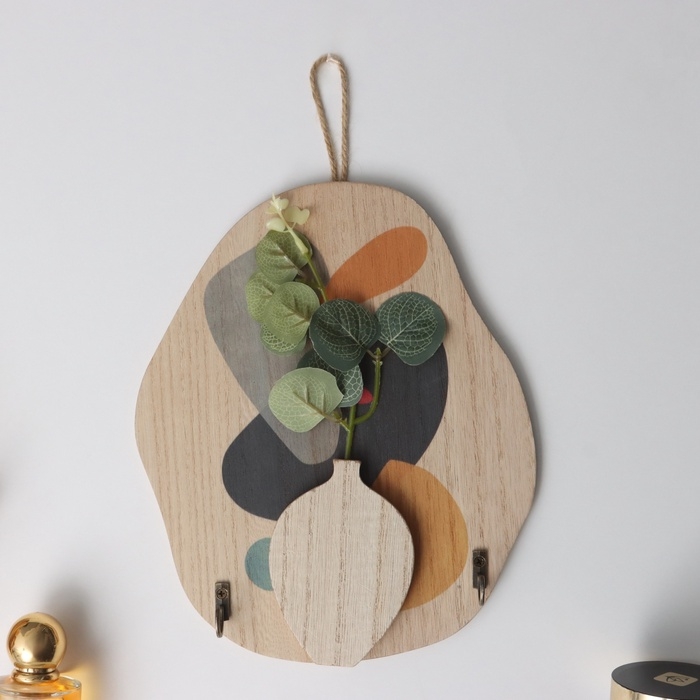 Крючки декоративные дерево Крючки декоративные дерево "Абстракция. Кляксы. Цветок" 1,5х19,5х23,3 см