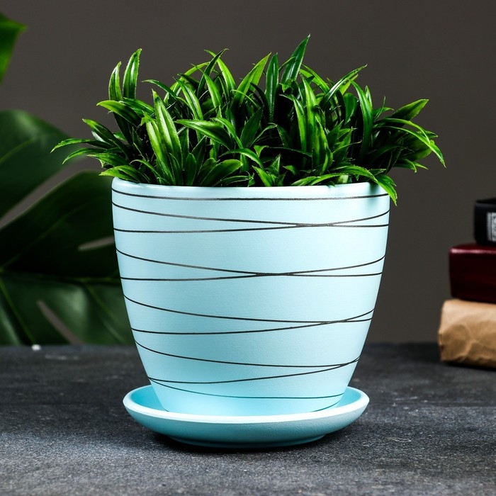 Горшок цветочный Горшок цветочный "Магнолия" голубой, 1,4 л