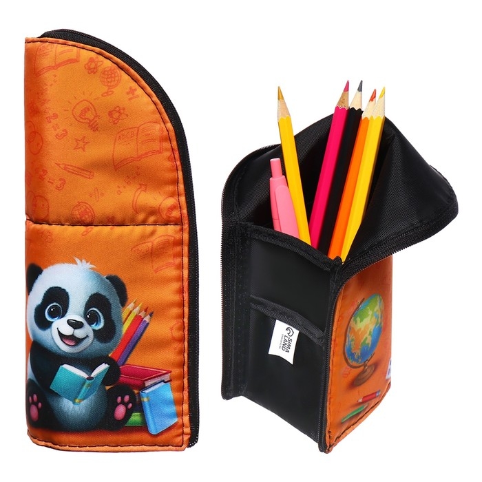 Пенал тубус-подставка, 85 х 210 х 65 мм, мягкий, тканевый, Calligrata, ПМО 12-20 Пенал тубус-подставка, 85 х 210 х 65 мм, мягкий, тканевый, Calligrata, ПМО 12-20 "Панда"