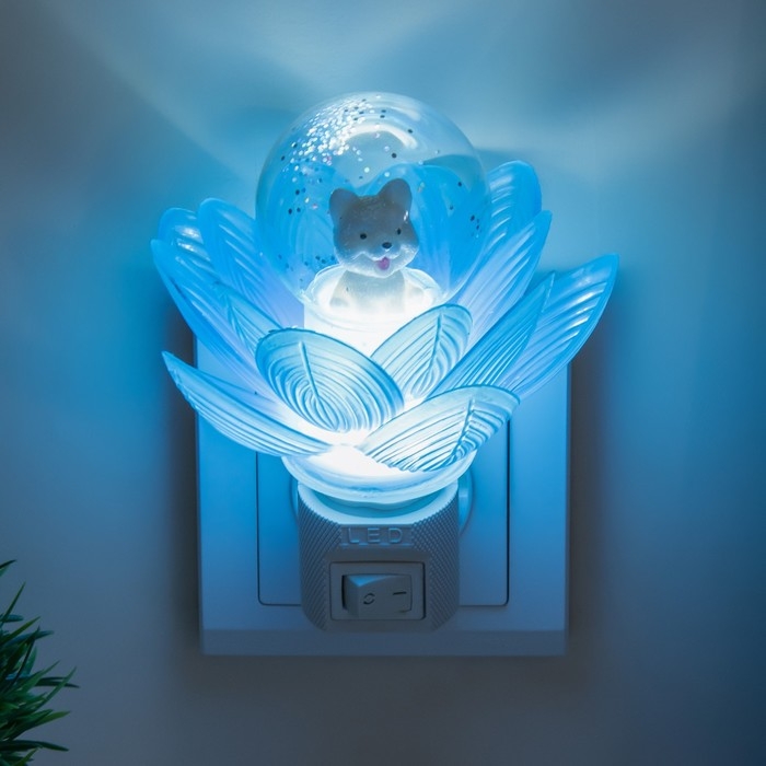 Ночник Ночник "Голубой цветок" LED 8х8х12 см RISALUX