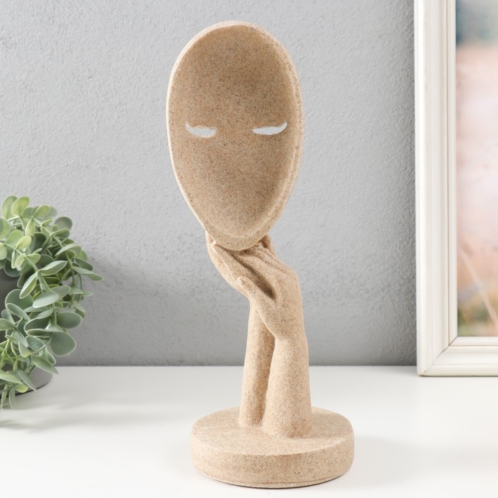 Сувенир полистоун Сувенир полистоун "Маска - лицо девушки" песочный 11,5х11,5х29 см