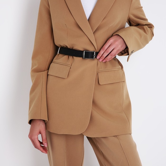 Ремень женский, ширина 2,4 см, пряжка металл, цвет чёрный