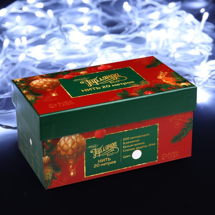 Гирлянда «Нить» 20 м, IP44, белая нить, 200 LED, свечение белое, 8 режимов, 220 В Гирлянда «Нить» 20 м, IP44, белая нить, 200 LED, свечение белое, 8 режимов, 220 В