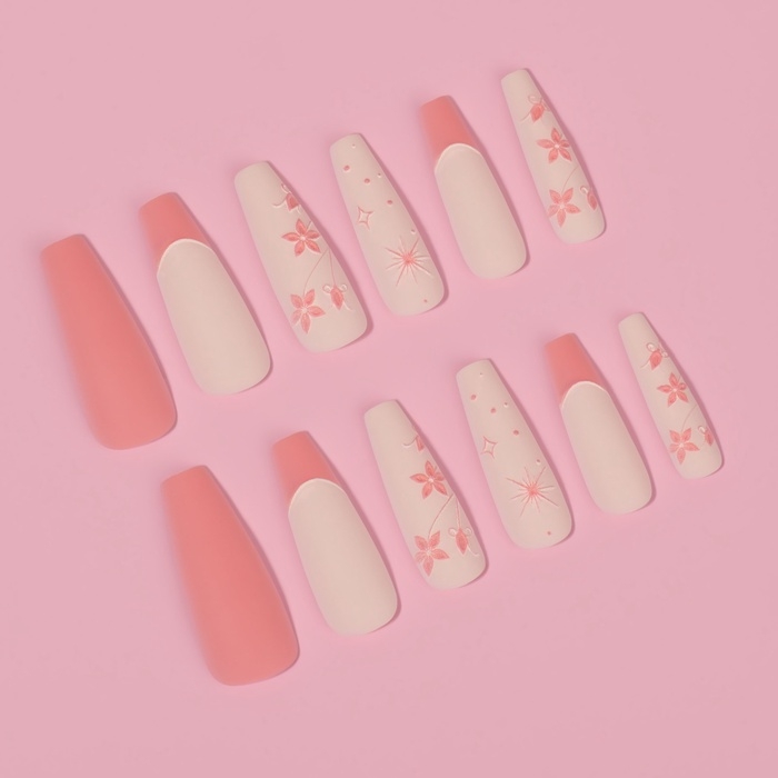 Накладные ногти «Розовая дымка», 12 шт, с клеевыми пластинами, форма балерина, цвет розовый/бежевый Накладные ногти «Розовая дымка», 12 шт, с клеевыми пластинами, форма балерина, цвет розовый/бежевый