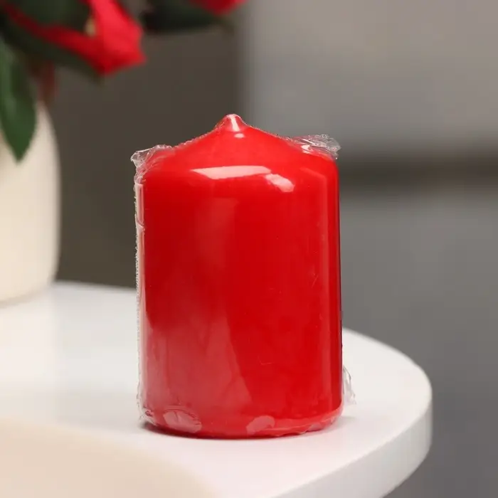 Свеча цилиндр, 4&times;6 см, 9 ч, красный