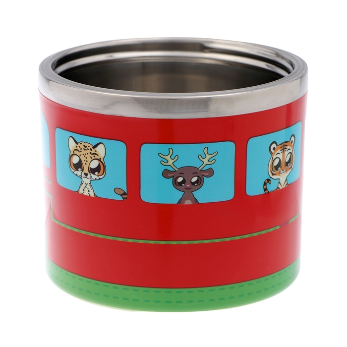 Ланч-бокс Ланч-бокс "В мире зверей", 630 мл, сохраняет тепло 3 ч, 11 х 15 см, зеленый