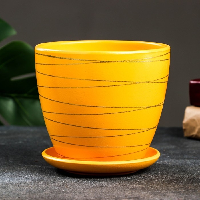 Горшок цветочный Горшок цветочный "Магнолия" жёлтый, 1,4 л