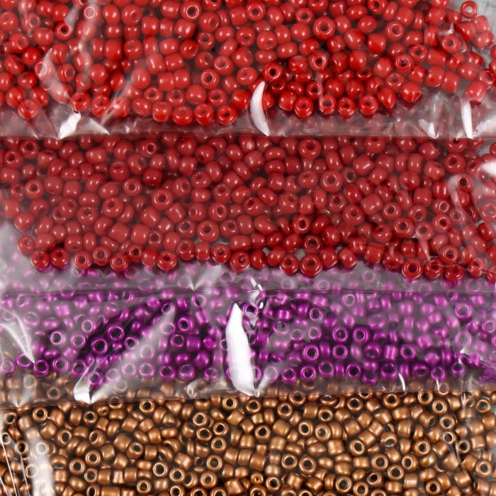Бисер круглый 12/0  Бисер круглый 12/0 "Красно-фиолетовые" металлик 8 цветов х 10 гр 20х8 см