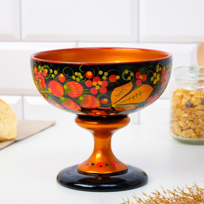 Конфетница,  14×14 см, хохлома