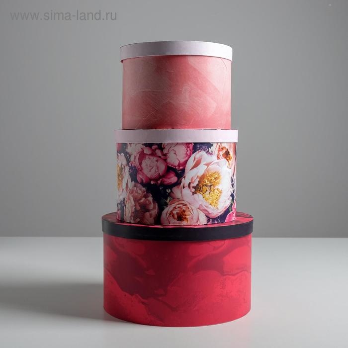 Набор коробок 3 в 1, упаковка подарочная, «Цветы», 18 х 18 х 13‒25 х 25 х 15 см