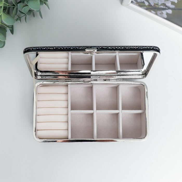 Шкатулка кожзам для украшений  Шкатулка кожзам для украшений "Маленькие пятнышки. Синяя голография" 6х9,8х18,5 см