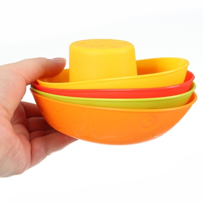 Набор игрушек для ванны «Лодочки яркие», стаканчики, 4 шт, Крошка Я Набор игрушек для ванны «Лодочки яркие», стаканчики, 4 шт, Крошка Я