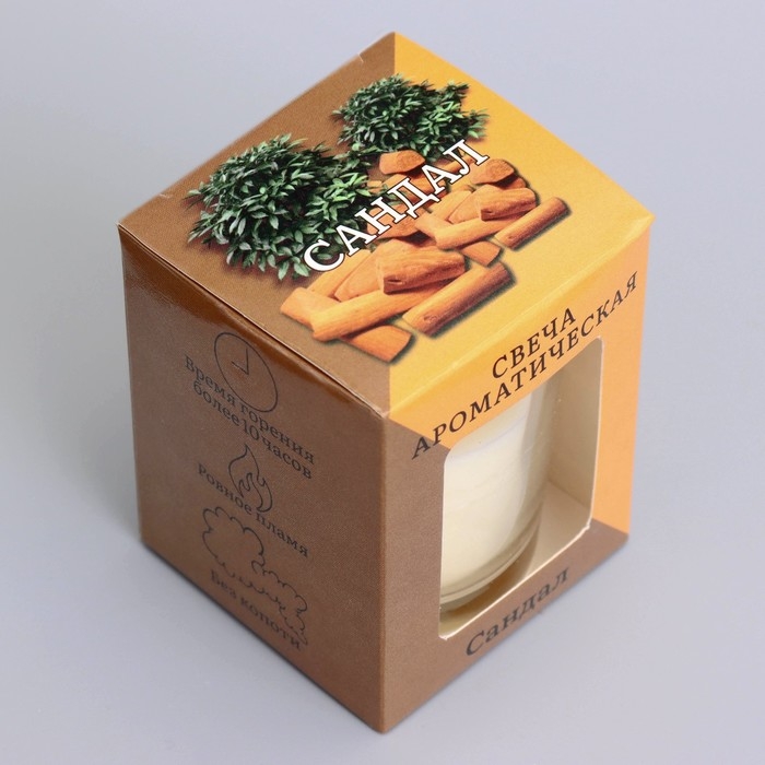 Свеча  ароматическая в стекле 5х6см, Сандал Свеча  ароматическая в стекле 5х6см, Сандал