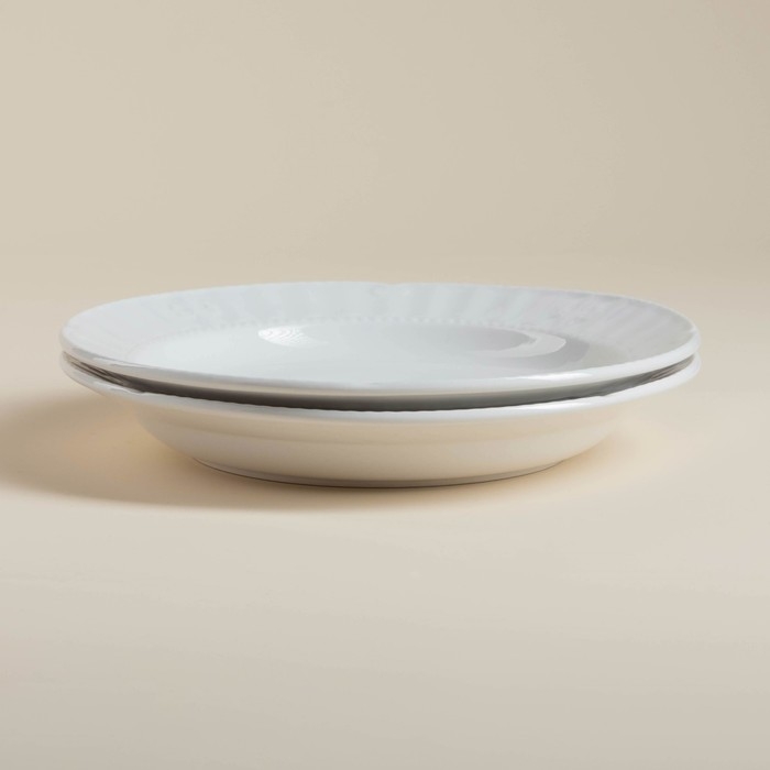 Набор фарфоровых тарелок SL Home «Винтаж фрэнч», d=22,5 см, цвет белый