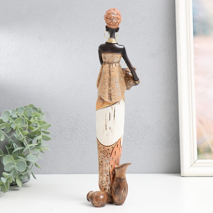 Сувенир полистоун "Африканка с кувшином, цветное платье" 31х6х6,5 см